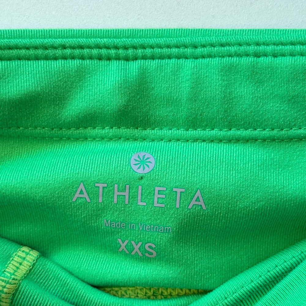 Athleta Leggings Womens‎ XXS Bright Green Capri Pockets Activewear Reflective - Picture 5 of 9
